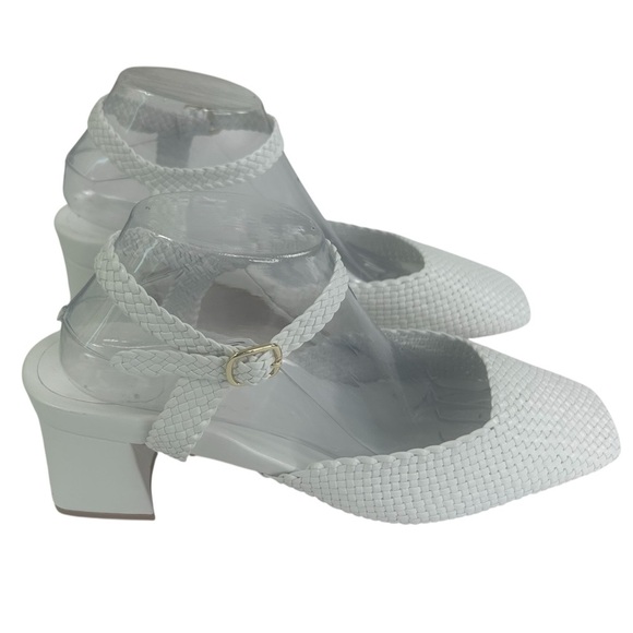 Bared X Pliant Nighthawk White Leather Woven Block Heels Women SZ 42 US 11-11.5 - Picture 8 of 16